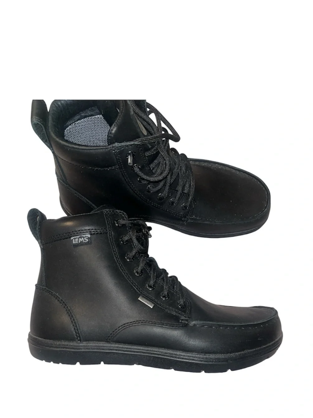 Lems Waterproof Boulder Boot Unisex Black Lace Up Barefoot Boot M9.5 W11 New